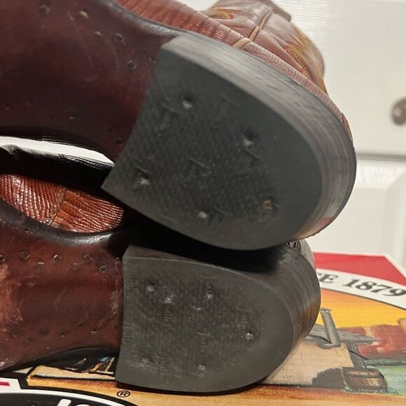 Justin 8303 Men's Exotic Western Boot with Peanut Brittle Lizard Foot - PERFECT! - Picture 8 of 12